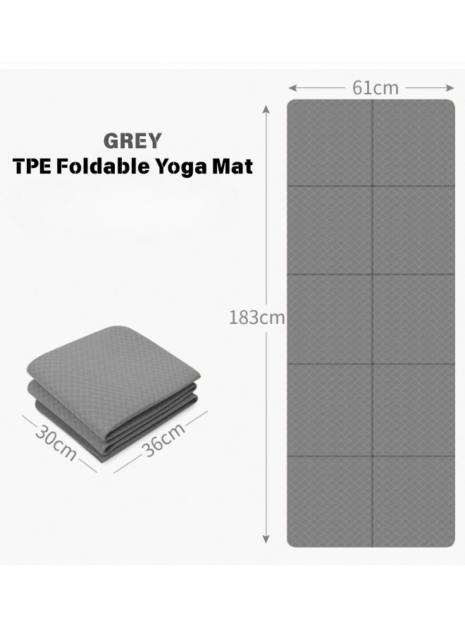 Foldable TPE Yoga Mat 4mm - Anti-Slip, Eco-Friendly Fitness & Pilates Mat, Lightweight & Portable, 183x61cm for Home Workouts, Gym, Yoga & Exercise - Image 1